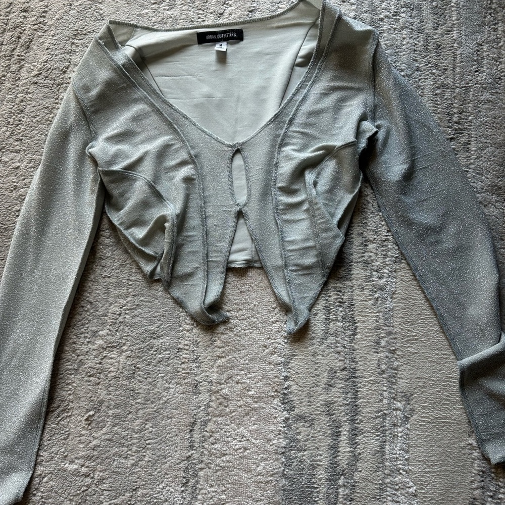 Silver Sparkly Long Sleeve Top